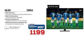 Euronics Samsung Q80A (2021) 139,7 Cm (55") 4K Ultra HD Smart TV Wi-Fi Nero offerta