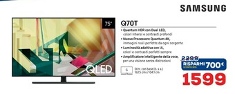 Euronics Samsung 75" Q70t Quantum Hdr Con Dual Led offerta