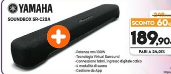 Expert Yamaha SR-C20A 100 W Bianco offerta