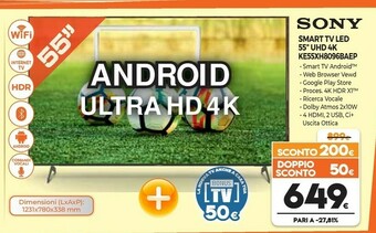 Expert Sony KD55XH8096BAEP TV 139,7 Cm (55") 4K Ultra HD Smart TV Wi-Fi Nero offerta
