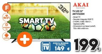 Expert Akai AKTV3228 TV 81,3 Cm (32") WXGA Smart TV Wi-Fi Nero offerta