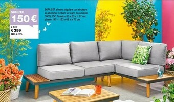 Iper La Grande Sofa Set Divano Angolare Con Struttura In Alluminio E Ripiani In Legno Di Eucalipto offerta