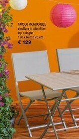 Iper La Grande I Tavolo Richiudibile Struttura In Alluminio Top A Doghe 120x60xh73cm
