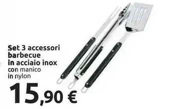 Carrefour Carrefour Set 3 Accessori Barbecue In Acciaio Inox Con Manico In Nylon offerta