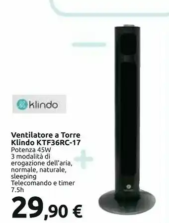Carrefour Klindo Ventilatore A Torre KTF36RC-17 offerta