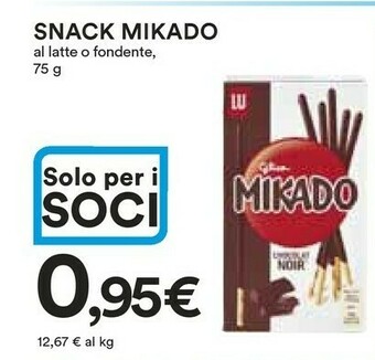 Coop Lu Snack Mikado Al Latte/ Fondente 75 G offerta