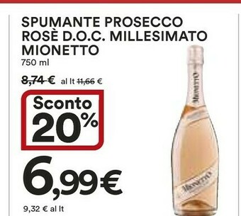 Coop Mionetto Spumante Prosecco Rosè Doc Millesimato offerta