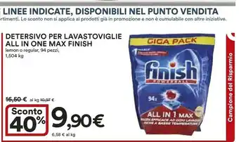 Coop Finish Finish Detersivo Per Lavastoviglie All In One Max Lemon O Regular offerta