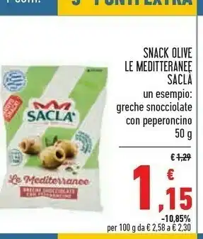 Conad City Saclà Sacla Snack Olive Le Meditteranee offerta