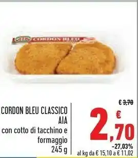 Conad City Aia Cordon Bleu Sottili Con Cotto Di Tacchino E Formaggio 245 G(ml) offerta