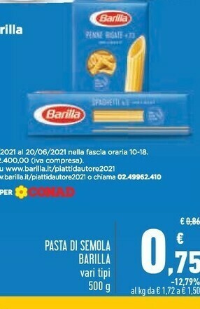 Conad City Barilla Pasta Di Semola offerta