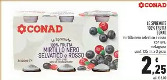 Conad City Conad Le Spremute 100% Frutta  Mirtillo Nero Selvatico E Rosso Con Uva, Melagrana offerta