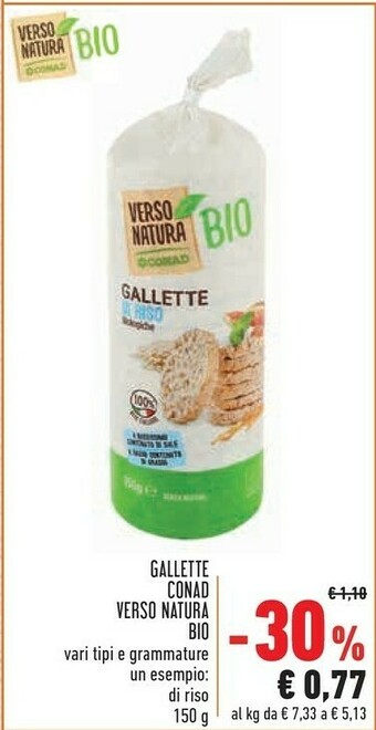 Conad City Conad - Gallette Di Riso Verso Natura Bio 150 G(ml) offerta