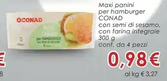 Conad City Conad Maxi Panini Per Hamburger offerta