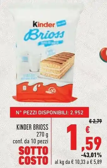 Conad City Kinder Brioss Integrale 270 G(ml) offerta