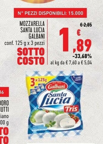 Conad City Galbani Santa Lucia Tris Mozzarella 375 G(ml) offerta