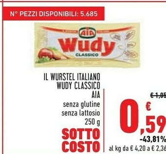 Conad Aia Il Wurstel Italiano Wudy Classico offerta