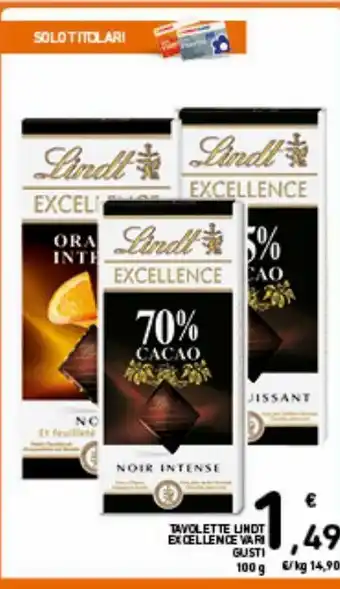 Spazio Conad Tavolette lindt excellence vari gusti 100g offerta