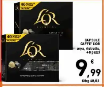 Capsule di caffè l'or onyx, ristretto 40 pezzi