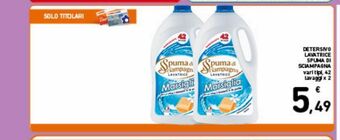 Spazio Conad Detersivo lavatrice spuma di sciampagna vari tipi 42 lavaggi x2 offerta