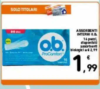 Spazio Conad Assorbenti interni o. b. 16 pezzi offerta