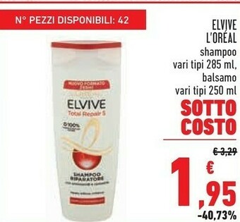 Conad L'Oreal Shampoo Vari Tipi 285 Ml / Balsamo Vari Tipi 250 Ml offerta
