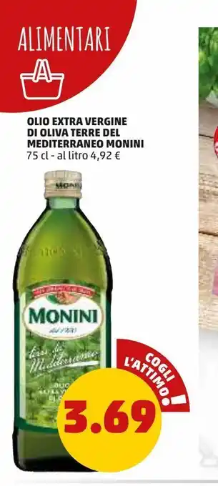 PENNY Olio extra vergine di oliva terre del menditeraneo monini offerta