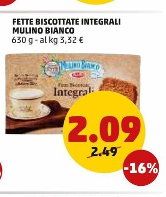 PENNY Fette biscottate integrali mulino bianco 630 g offerta