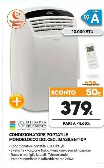 Expert Olimpia splendid Condizionatore Portatile Monoblocco Dolceclimasilentiop offerta