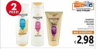 Spazio Conad Shampoo o balsamo pantene offerta