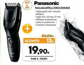 Expert Panasonic ER-GB40-K503 Regolabarba Bagnato E Secco Nero offerta
