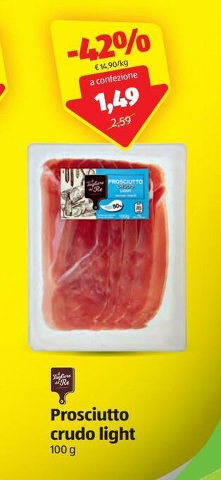 ALDI Il tagliere del re prosciutto crudo light 100 g offerta