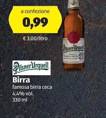 ALDI Pilsner urquell birra offerta