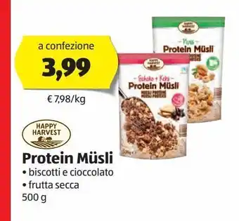 Happy harvest protein musli biscotti e cioccolato frutta secca 500 g