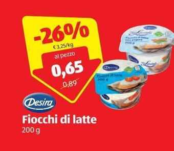 ALDI Desira fiocchi di latte 200 g offerta