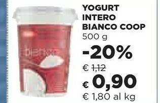 Coop Coop - Yogurt Intero Bianco Naturale 500 G(ml) offerta