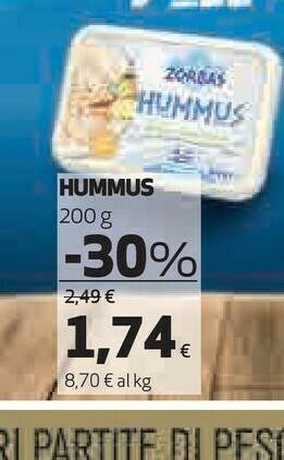 Coop Zorbas Hummus Salsa Tradizionale A Base Di Ceci 200 G(ml) offerta