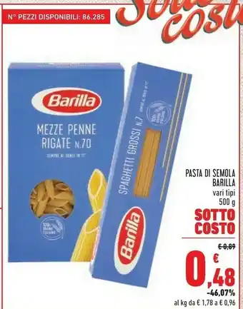Conad Barilla Mezze Penne Rigate N. 70 offerta