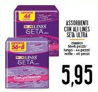 Conad Lines Seta Ultra Notte Con Ali Salviettine Detergenti 8 Pezzo(i) offerta