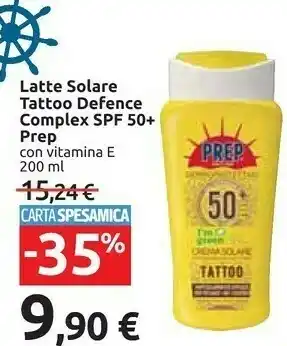 Carrefour Prep Latte Solare Tattoo Defence Complex Spf 50+ Con Vitamina E 200 Ml offerta