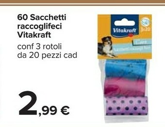 Carrefour Vitakraft 60 Sacchetti Raccoglifeci offerta
