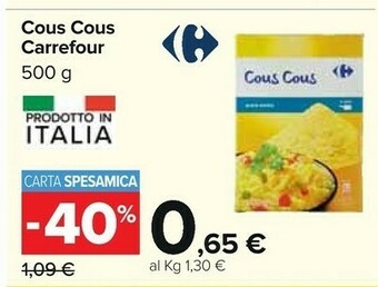 Carrefour Carrefour - Cous Cous Biologico 500 G(ml) offerta