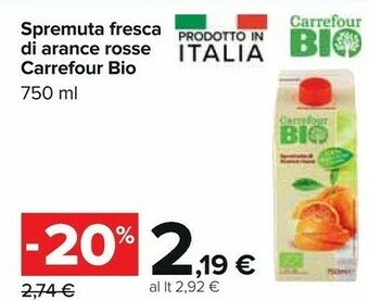 Carrefour Carrefour - Spremuta Di Arance Rosse 750 G(ml) offerta