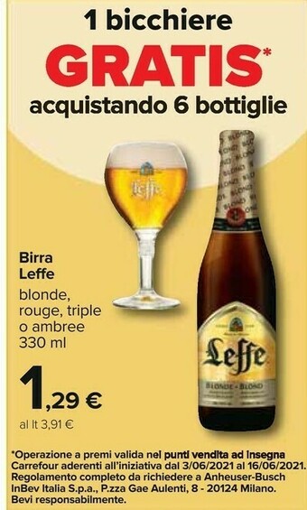 Carrefour Leffe Blonde 330 G(ml) offerta