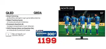 Euronics Samsung Q80A (2021) 139,7 Cm (55") 4K Ultra HD Smart TV Wi-Fi Nero offerta