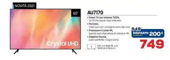 Euronics Samsung AU7170 165,1 Cm (65") 4K Ultra HD Smart TV Wi-Fi Grigio offerta