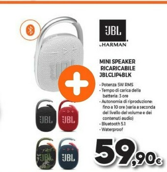 Expert Jbl Clip 4 Altoparlante Portatile Mono Bianco 5 W offerta