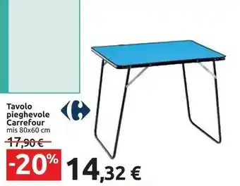 Carrefour Carrefour Tavolo Pieghevole Mis 80x60 Cm offerta