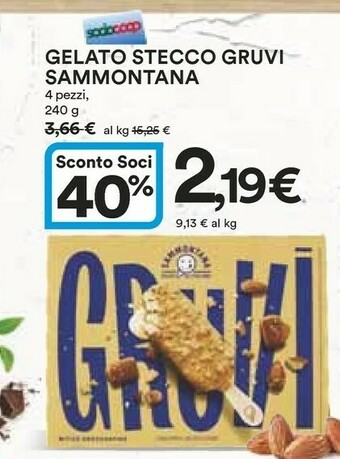 Coop Sammontana Gelato Stecco Gruvi 4 Pezzi, 240 G offerta