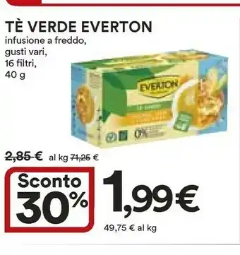 Coop Everton Te Verde Infusione A Freddo, Gusti Vari, 16 Filtri, 40 G offerta